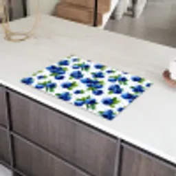 Bessen - Patroon - Blauw Inductie beschermer vinyl 3mm klein 276 -sfeer8