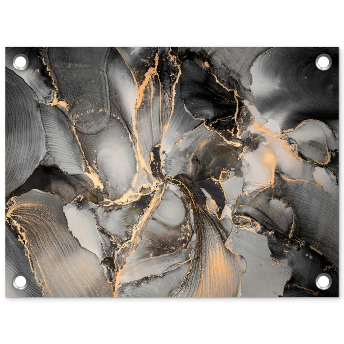 Grijs - Luxe  - Goud - Marmer tuinposter los doek klein -3d