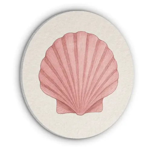 Schelp - Roze - Ribbels Akoestische PET Vilt - Rond klein -3d