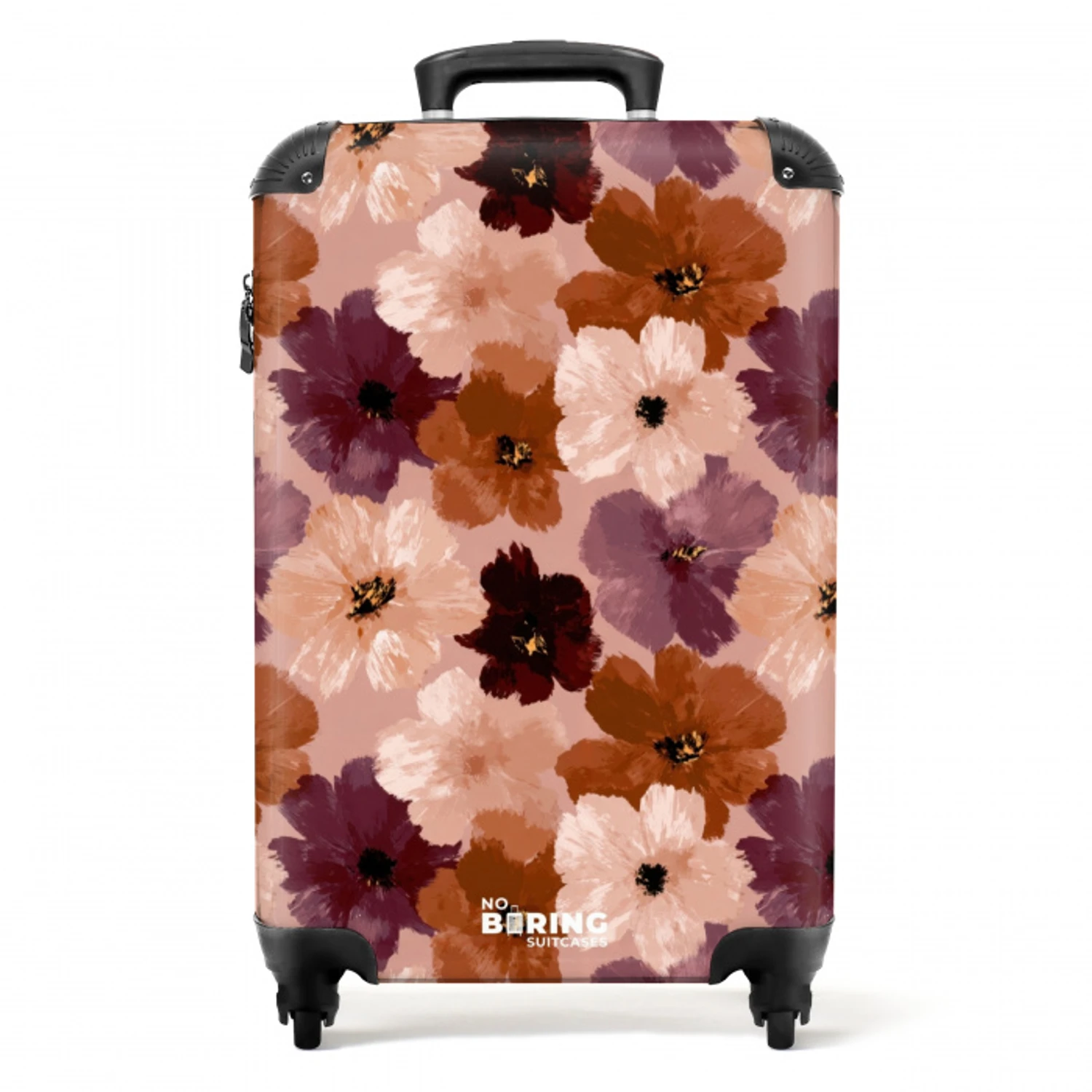 Bloemen - Abstract - Aardetinten NBS - Handbagage koffer - Volwassenen Unisex middel -productfoto_recht