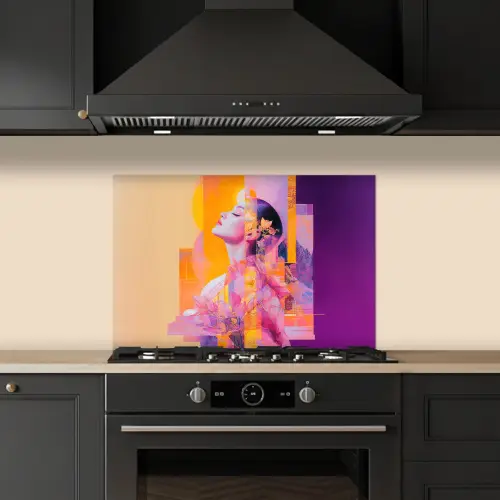 Abstract - Portret - Vrouw - Kleurrijk keuken achterwand spatscherm klein -sfeer1