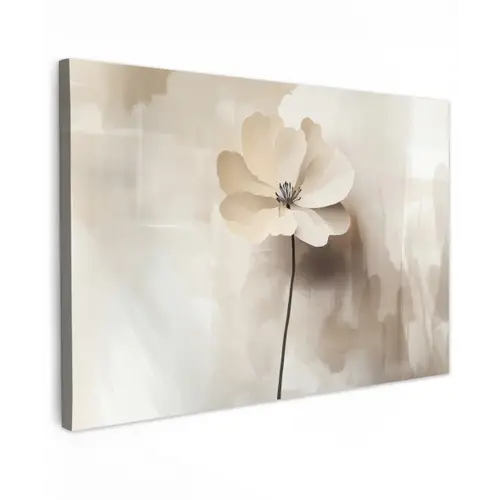 Bloem - Beige - Verf - Schaduw Tuinposter op houten frame 2 cm dik klein -3d