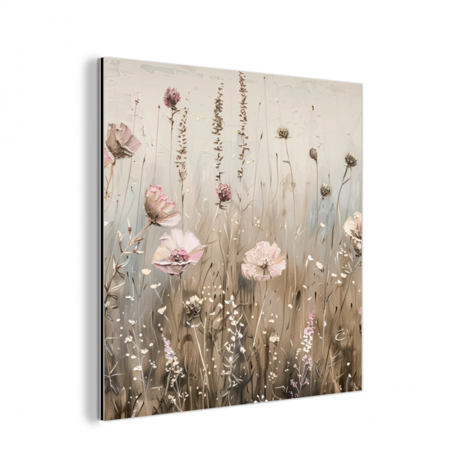 Bloemen - Roze - Modern - Beige aluminium wit klein -3d