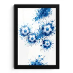 Voetballen - Verf - Sport - Blauw fotolijst zwart zonder passe partout klein -3d