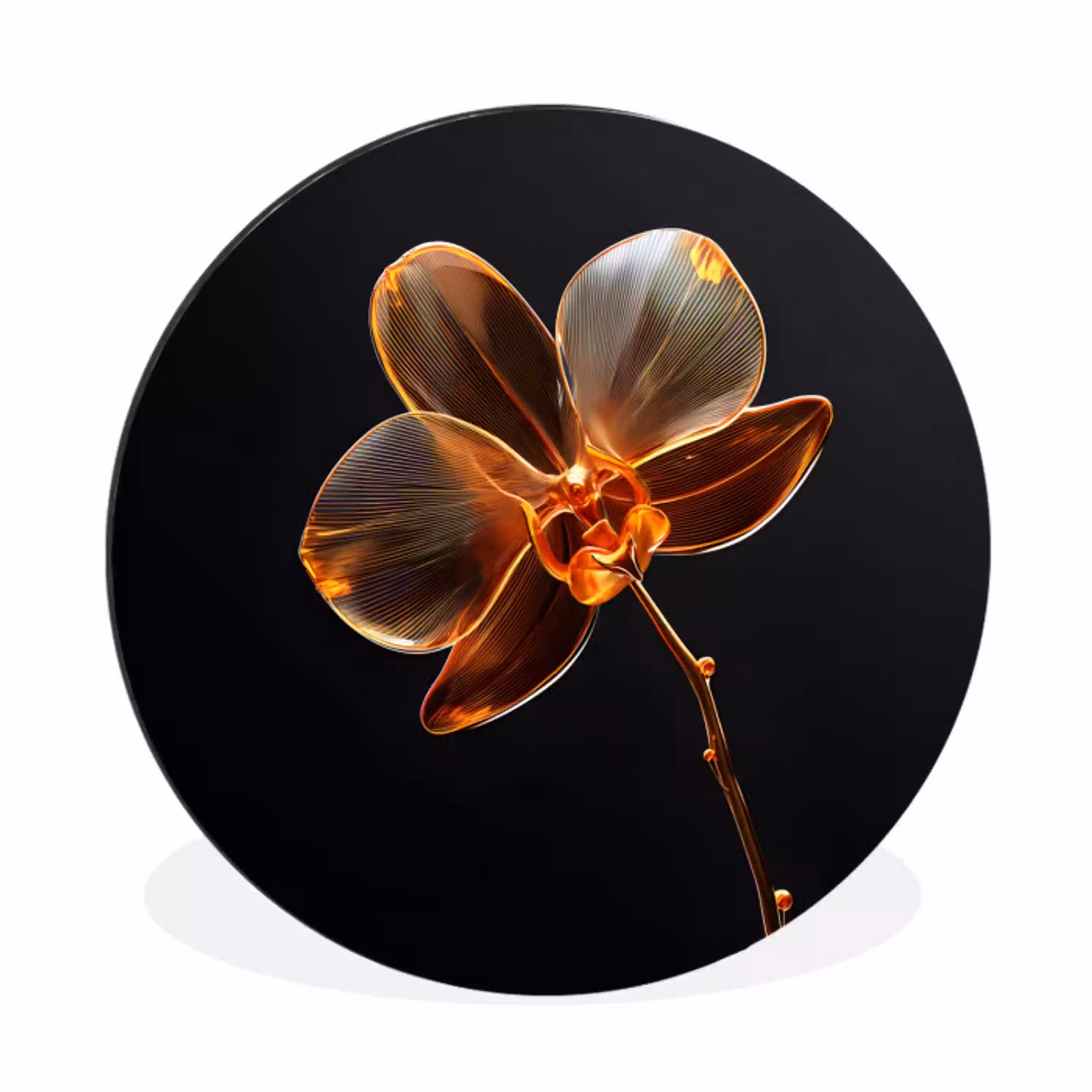 Orchidee - Doorzichtig - Bloem Wandcirkel aluminium klein -3d