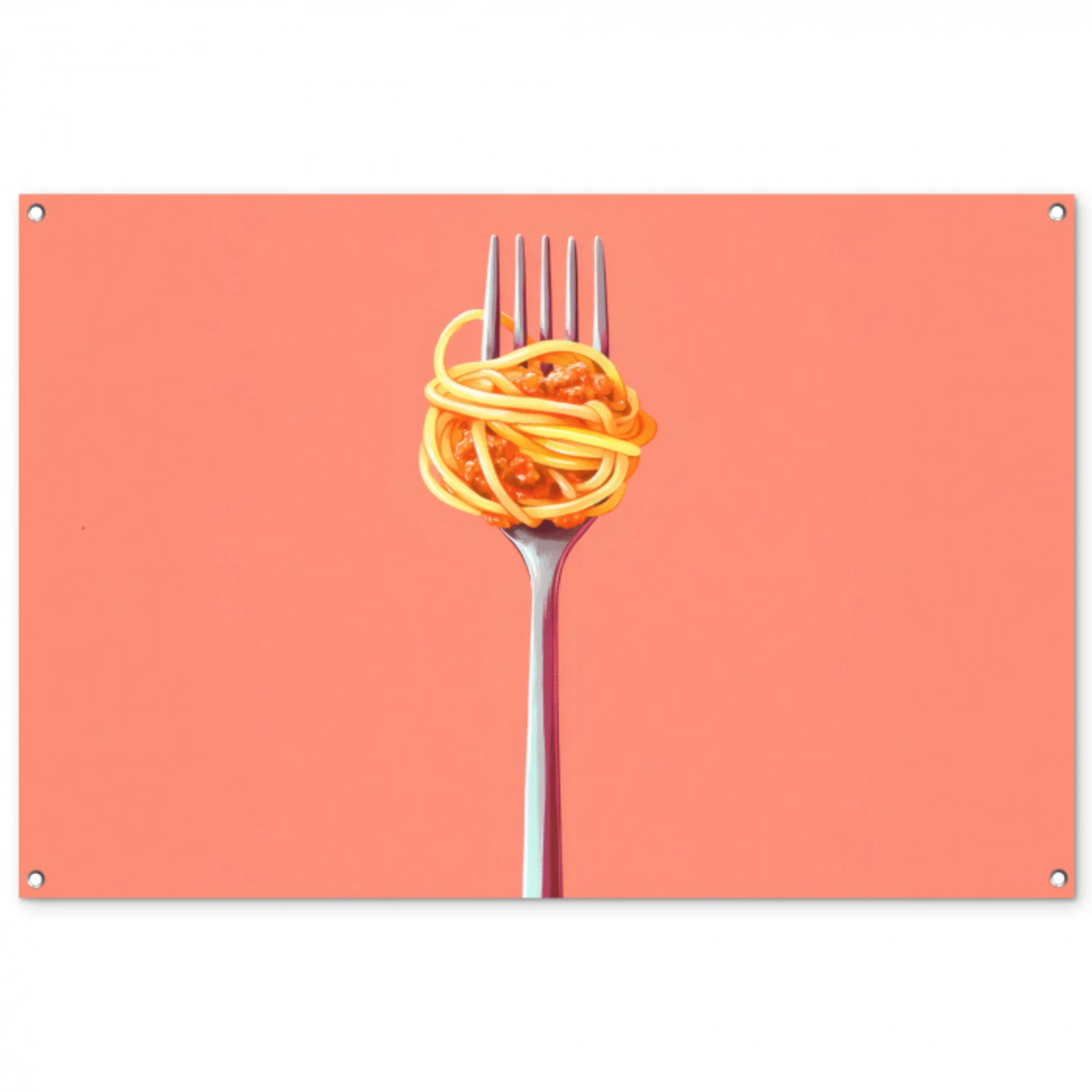 Vork - Spaghetti - Artistiek - Roze tuinposter los doek groot -3d