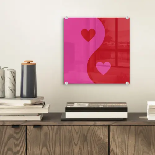 Minimalistisch - Rood - Roze - Hartjes plexiglas 5mm klein -sfeer1