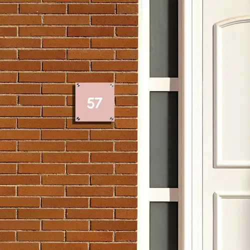 Effen roze - Traditioneel Naambord Vierkant klein -sfeer3-XS