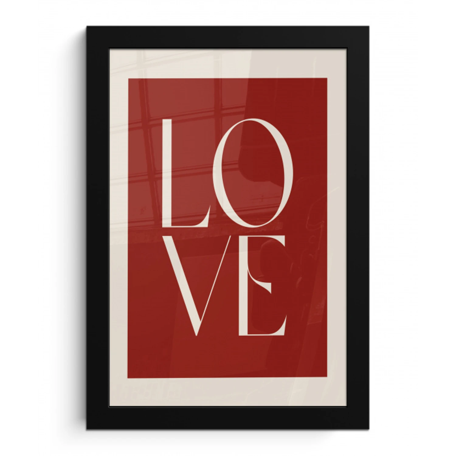 Love - Rood - Minimalistisch fotolijst zwart zonder passe partout klein -3d