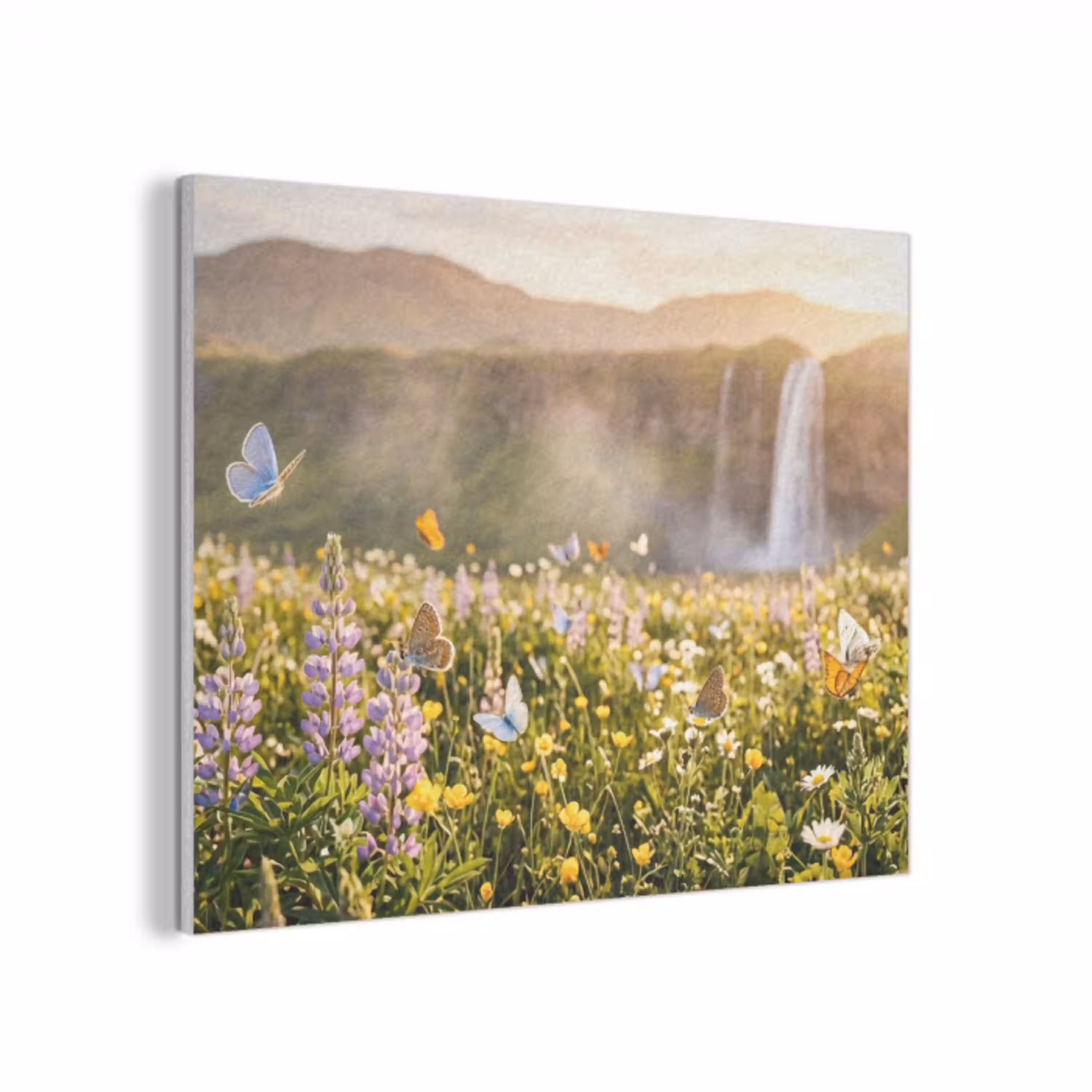 Vlinders - Waterval - Bloemenveld PET vilt klein -3d