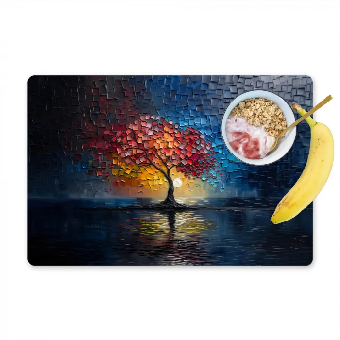 Boom - Blauw - Bladeren - Vakken Placemat vinyl groot -zzzproduct_Kitchenyeah-website