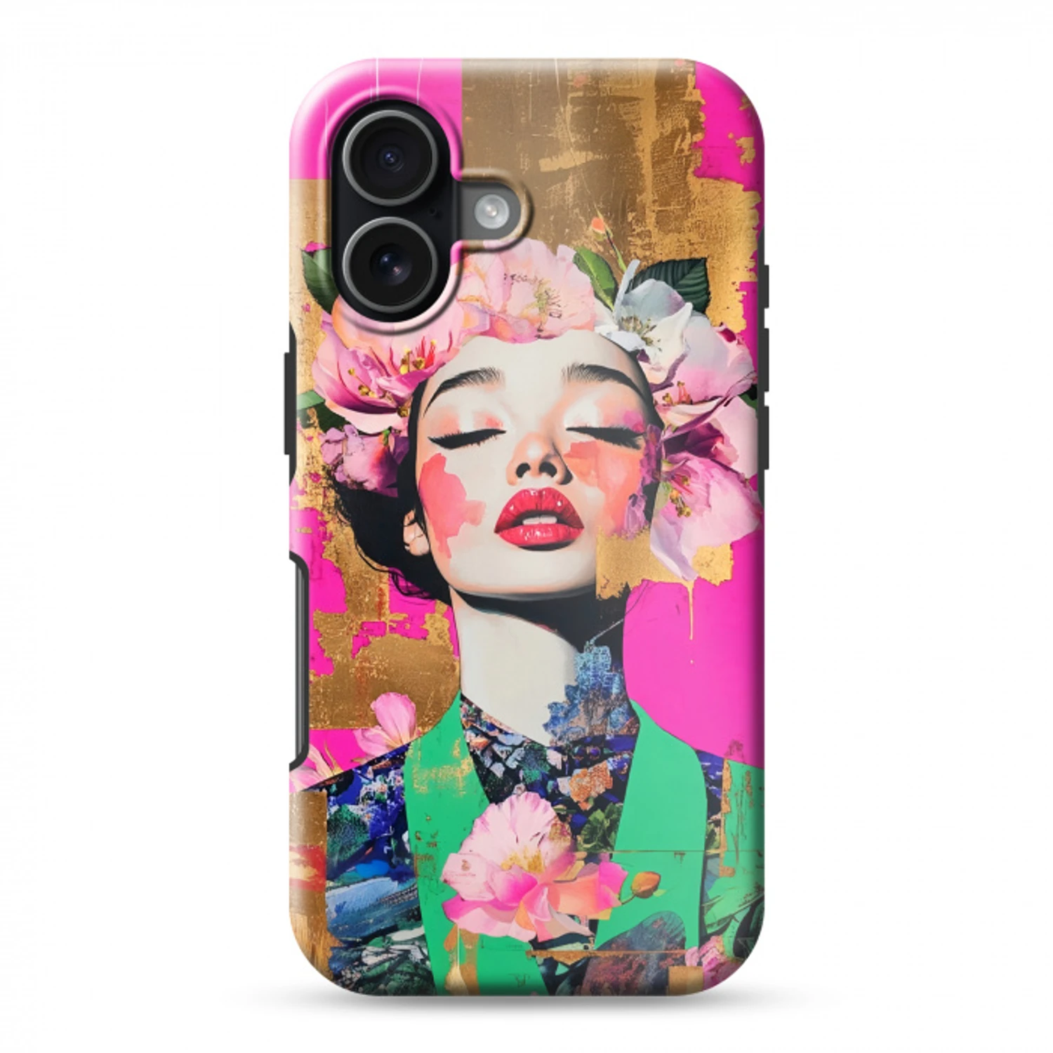 Bloemenkroon - Goud - Vrouw - Portret Toughcase MagSafe Apple iPhone 17 klein -3d
