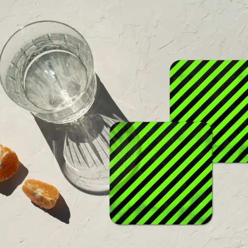 Gaming - Strepen - Schuin - Groen onderzetter kurk middel -sfeer4