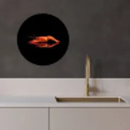 Kreeft - Oranje - Zwart - Opvallend KitchenYeah - Keuken - Wandcirkel Forex klein -sfeer1
