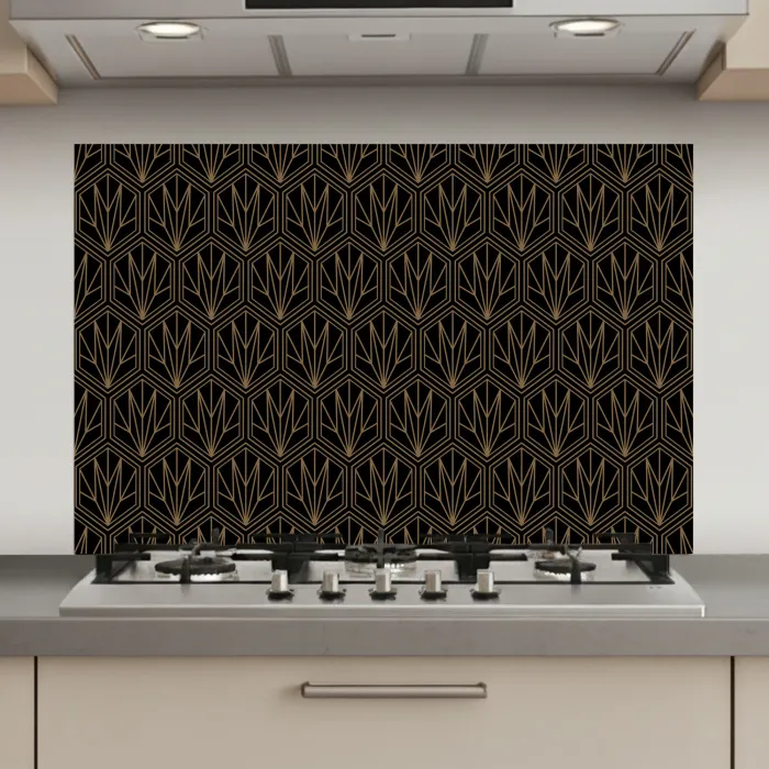 Goud - Zwart - Lijnen keuken achterwand spatscherm klein 900 -3d_website