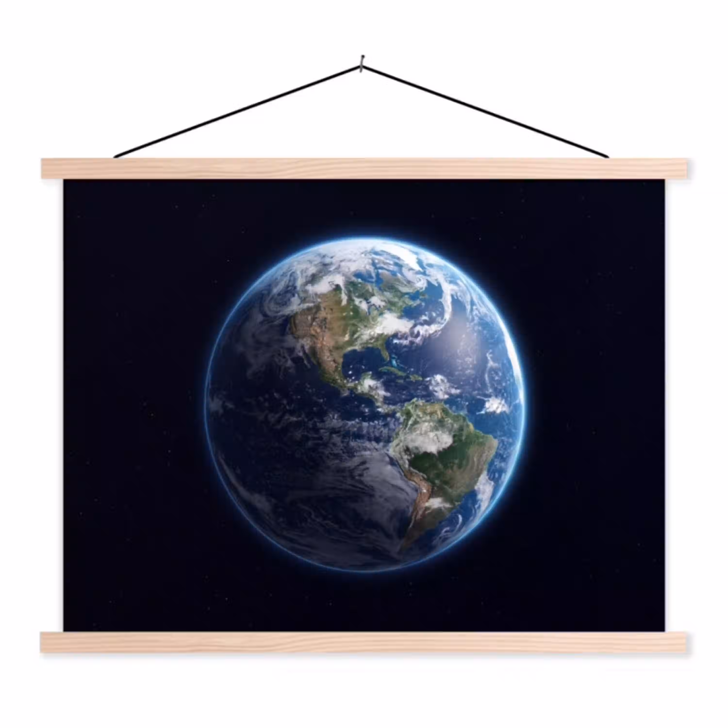 Aarde - Ruimte - Kosmos textielposter latten blank klein -3d