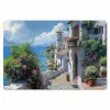 Huizen - Zee - Bomen - Bloemen Placemat vinyl groot -zzsfeer1_Kitchenyeah-website