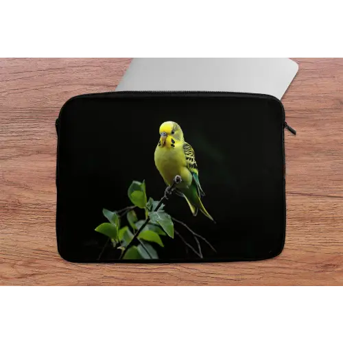 Parkiet - Tak - Bladeren - Geel laptophoes neopreen klein -tafel