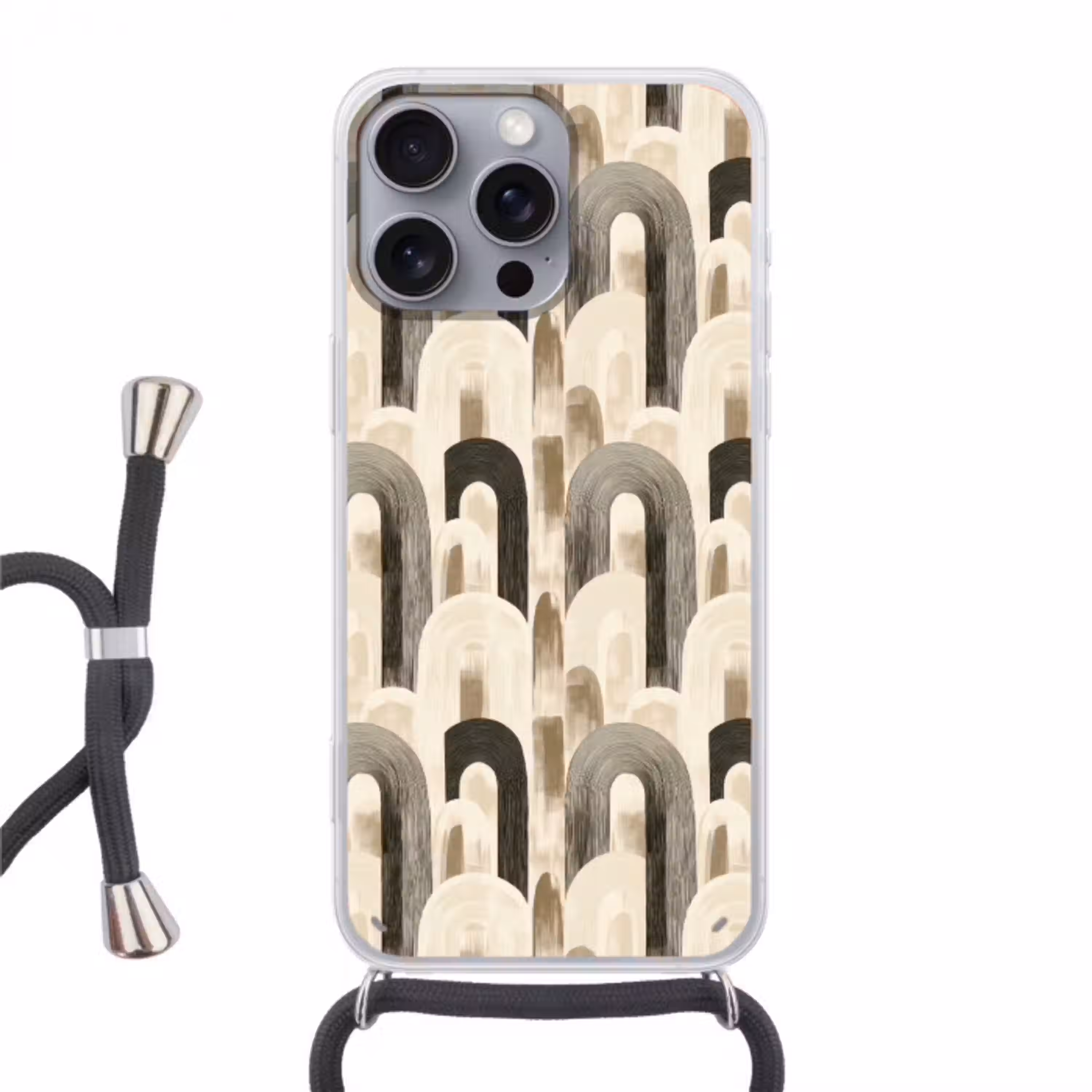 Abstract - Patroon - Bogen Hoesje iPhone 16 Pro Max met koord klein 804 -3d