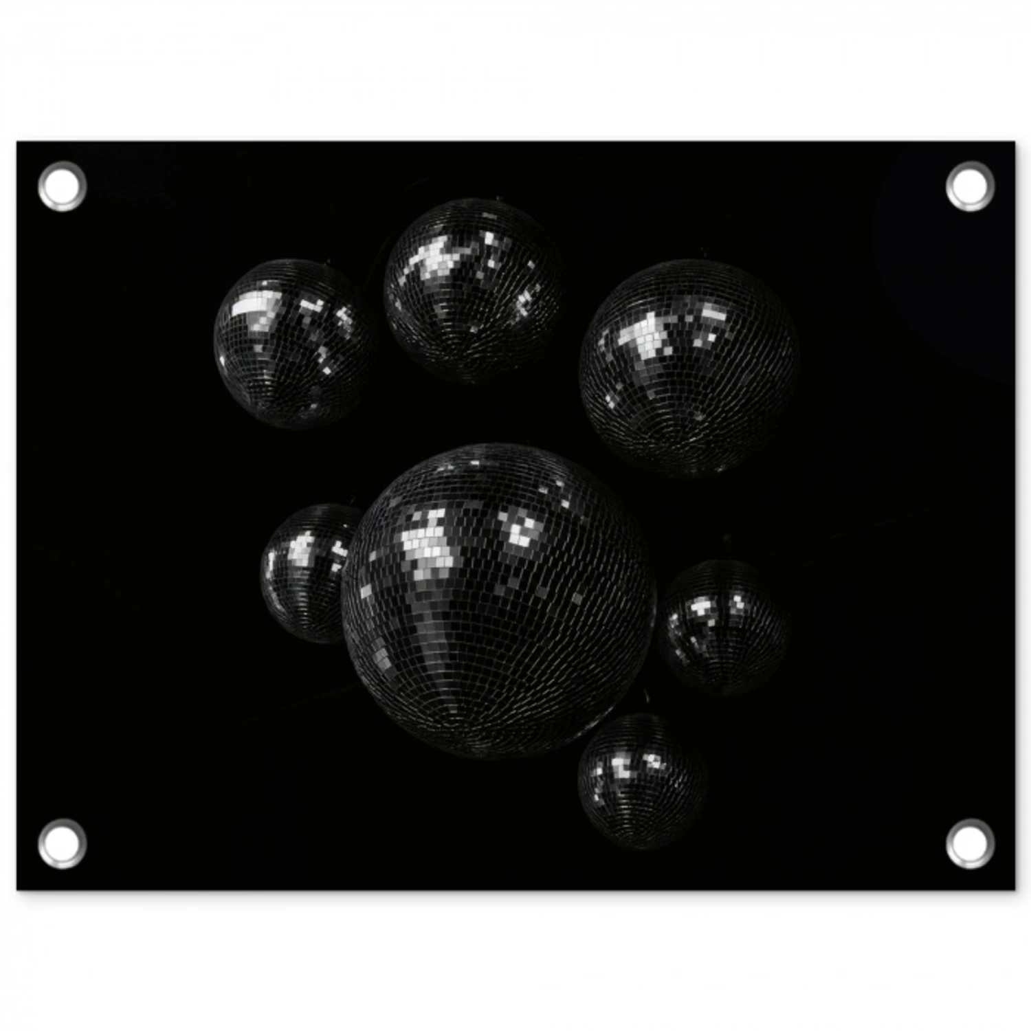 Discoballen - Minimalistisch - Zwart tuinposter los doek klein -3d