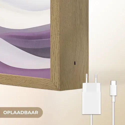 Golven - Heuvels - Abstract - Paars Light Box met batterij (Wandlamp) middel -USP_websiteoplaadbaarNL