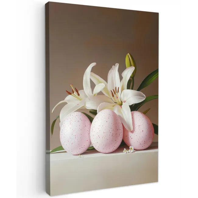 Lelies - Eieren - Pasen Tuinposter op houten frame 2 cm dik klein -3d