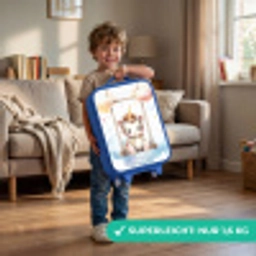 Witte baby eenhoorn op een schommel in de wolken Kinderkoffer - Blauw klein -sfeer2_DE