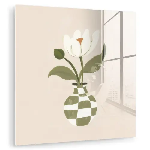 Vaas - Geruit - Bloem - Groen plexiglas 5mm klein -zzzproduct_nieuw