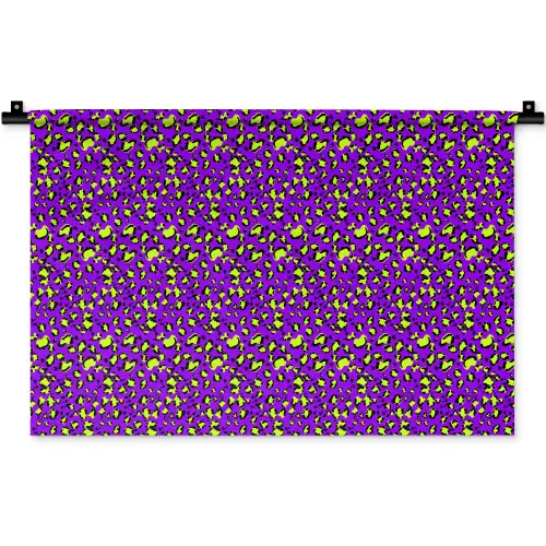 Panterprint - Paars - Groen - Neon Wandkleed katoen klein 269 -zz3d