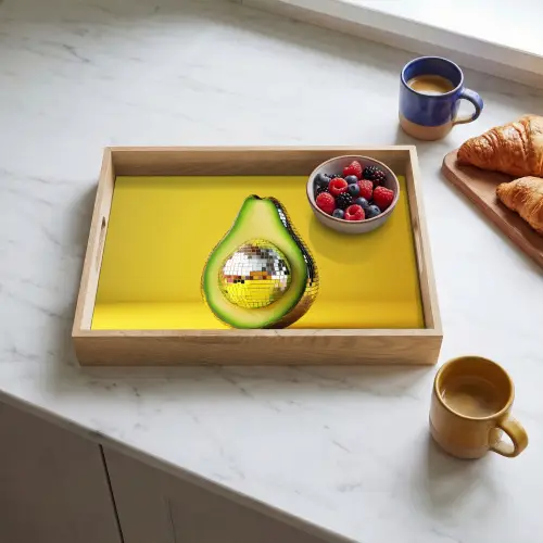 Avocado - Discobal - Geel - Glitter Dienblad Rechthoek middel -sfeer2