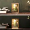Bos - Herfst - Zon - Landschap - Natuur - Bomen - Bladeren Light Box met kabel (Tafellamp) klein -sfeer3