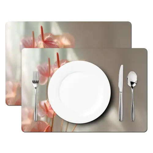 Bloemen - Stelen - Roze - Schaduw Placemat vinyl groot -zzsfeer2_Kitchenyeah-website