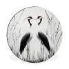 Kraanvogels - Gras - Hartvorm - Zwart Wandcirkel aluminium klein -3d