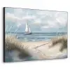 Zee - Zeilboot - Strand - Duinen - Vintage Textielframe zwart klein -3d