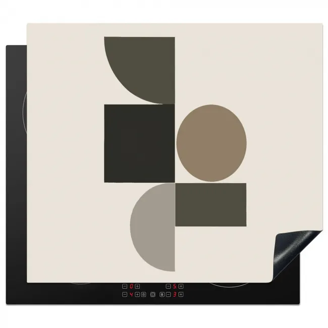Aardetinten - Abstracte compositie - Eenvoudige vormen Inductie beschermer vinyl 3mm middel -3d