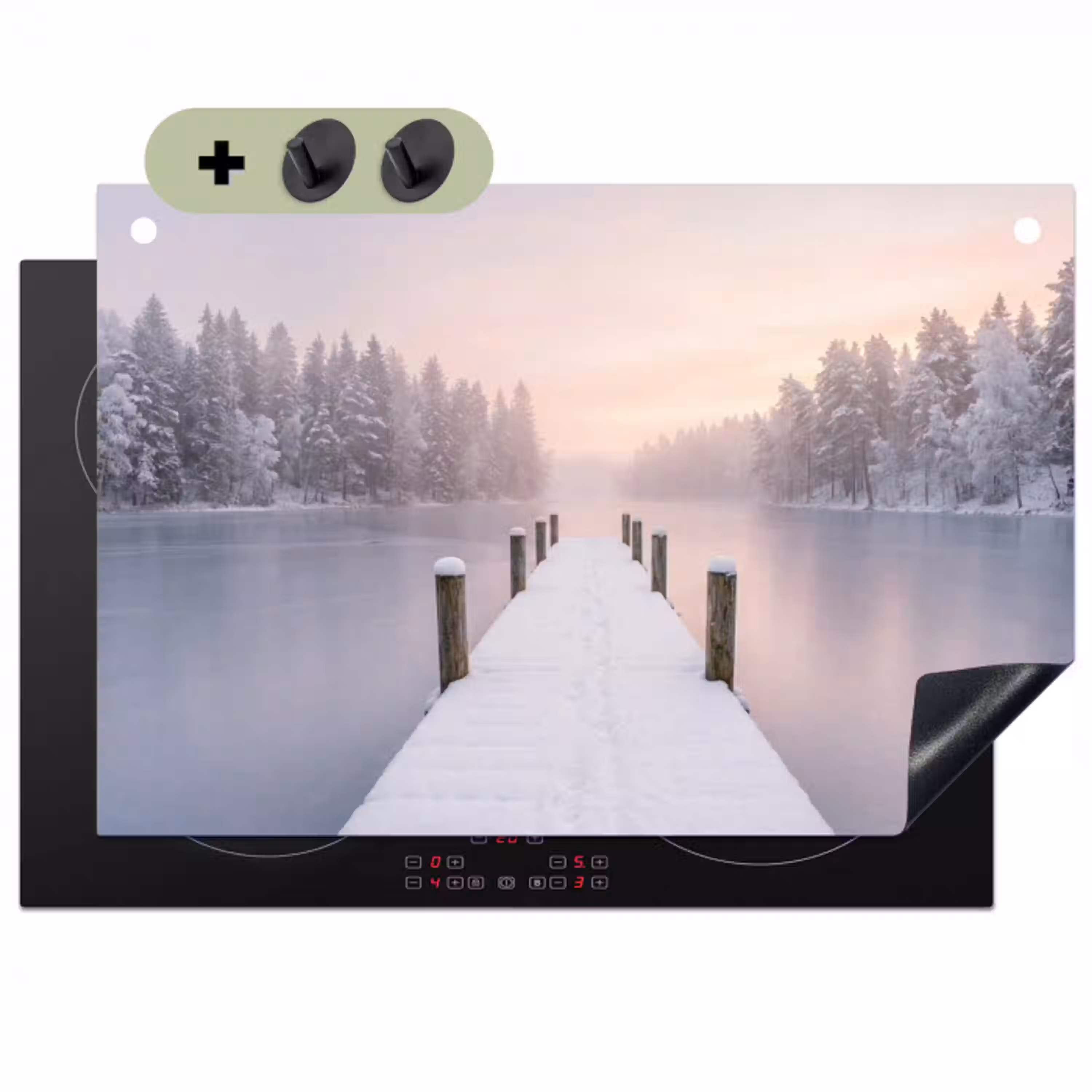 Steiger - Meer - Mist - Winter - Serene Inductie beschemer met haakjes klein -3d