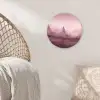 Landschap - Mistig - Roze Wandcirkel kunststof plaat 5mm dik klein -sfeer5