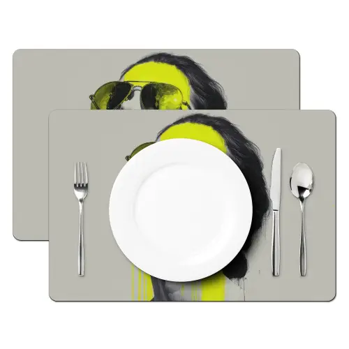Vrouw - Bril - Verf Placemat vinyl groot -zzsfeer2_Kitchenyeah-website
