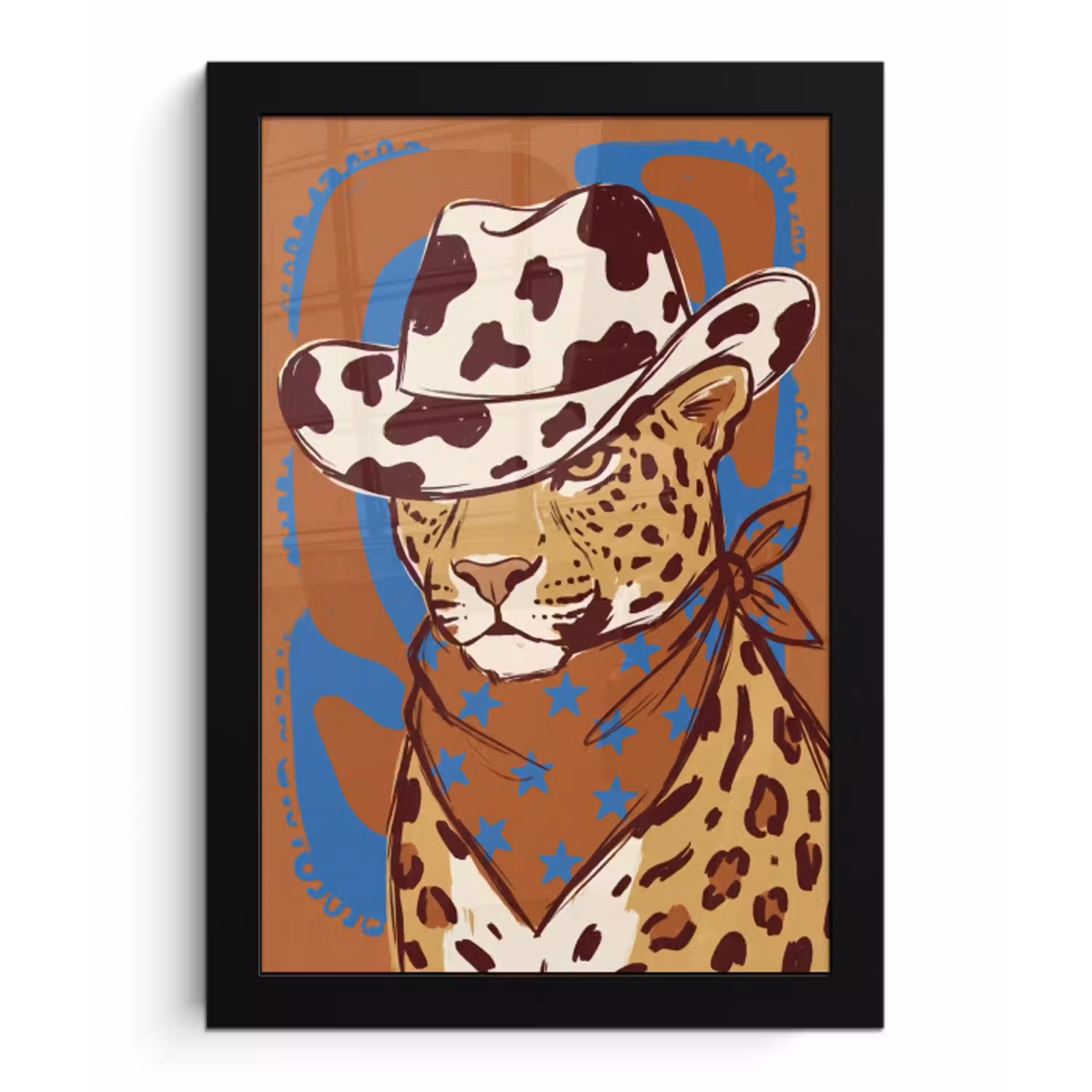 Dieren - Cowboyhoed - Modern - Illustratie - Bruin fotolijst zwart zonder passe partout klein -3d