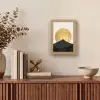 Bergsilhouetten - Gouden cirkel - Beige Light Box met kabel (Tafellamp) klein -sfeer2