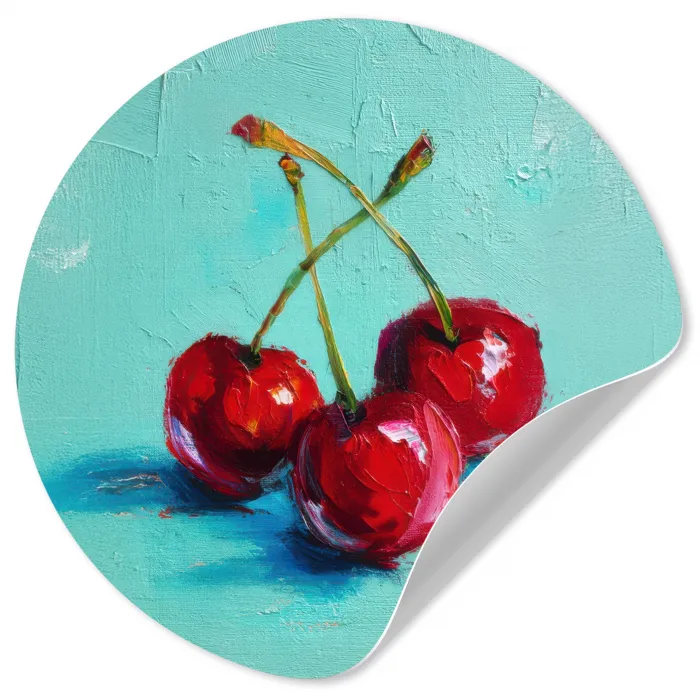 Kersen - Rood - Drie - Geverfd Wandcirkel behangsticker klein -3d
