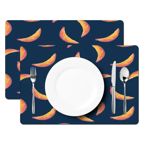 Banaan - Tropisch - Blauw - Patroon Placemat vinyl groot 368 -zzsfeer2_Kitchenyeah-website