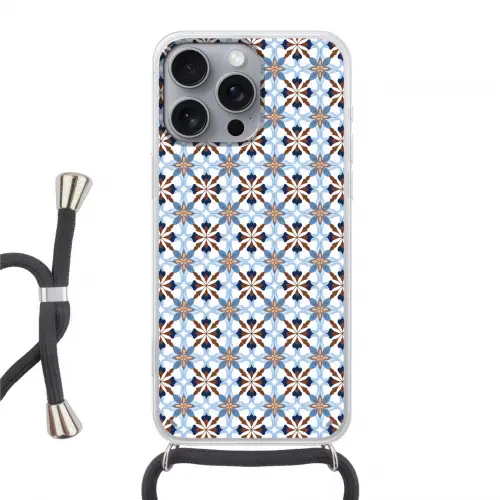 Ornament - Tegel - Kleurrijk Hoesje iPhone 16 Pro Max met koord klein 804 -3d