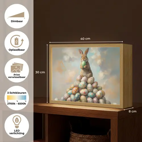 Konijn - Eieren - Kleurrijk Light Box met batterij (Wandlamp) middel -USP_websiteoverzichtNL