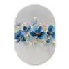 Bloemen - Blauw - Abstract Wandcirkel Ovaal Forex klein -3d