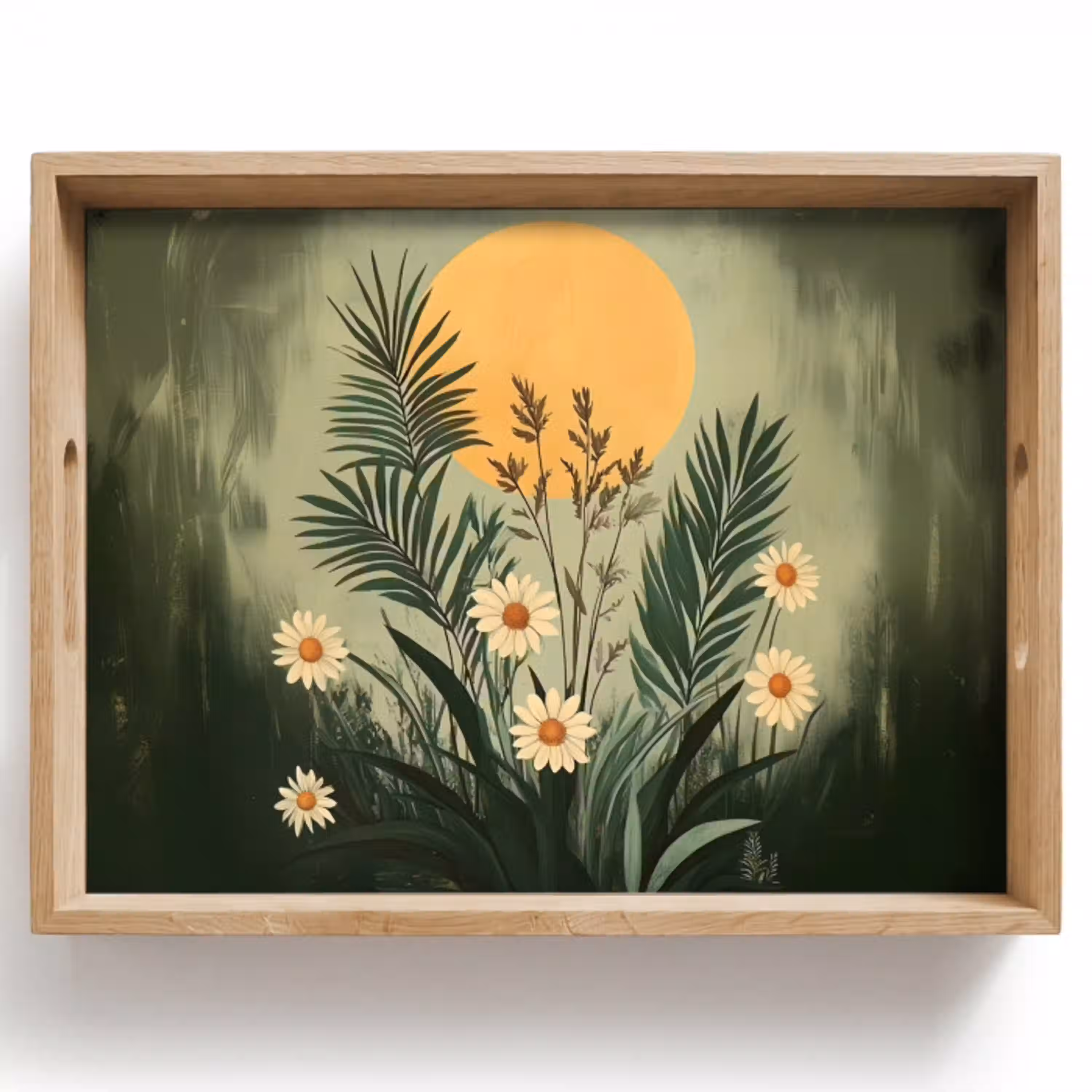 Bloemen - Bladeren - Zon - Groen Dienblad Rechthoek middel -z3d_shopping