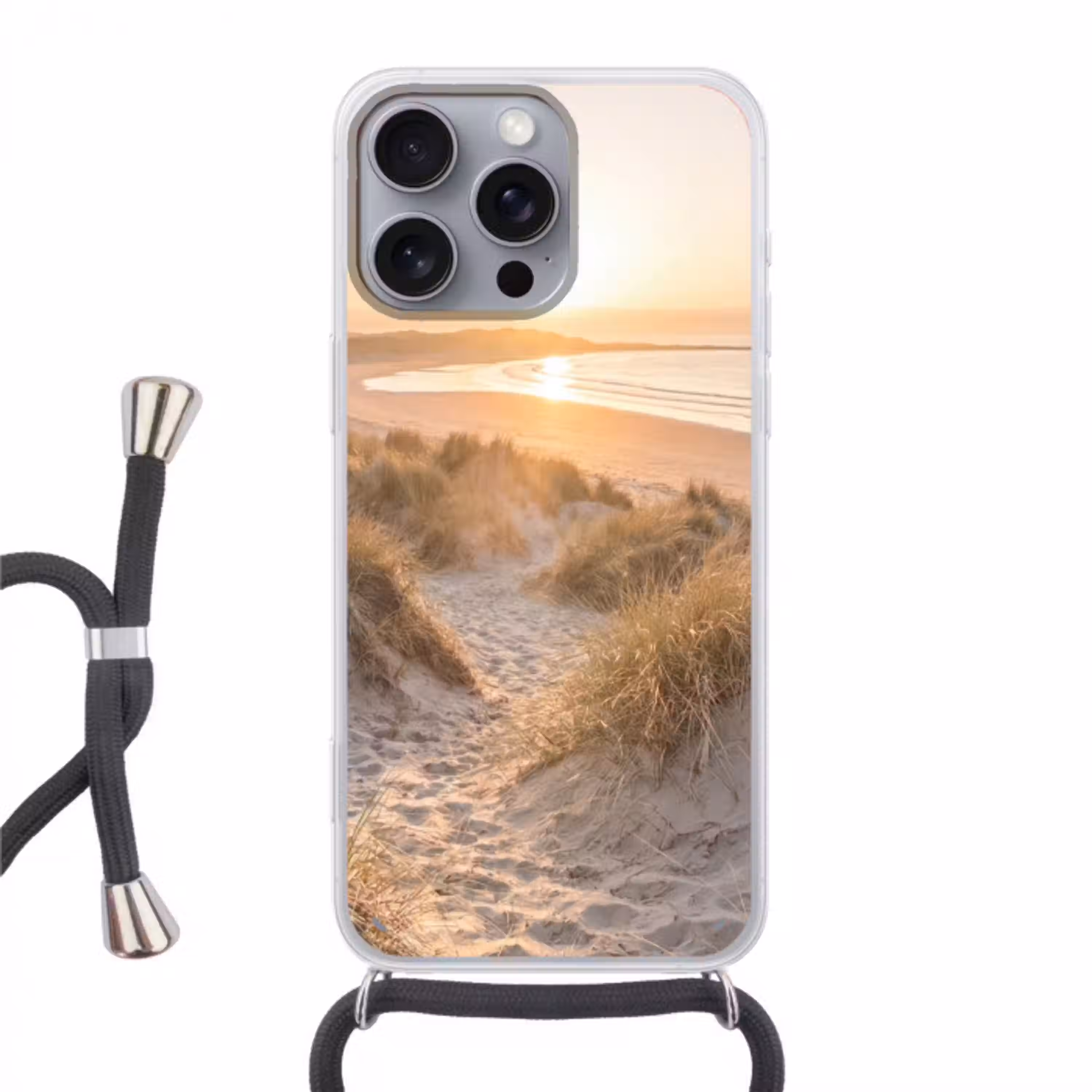 Duinen - Strand - Zee Hoesje iPhone 16 Pro Max met koord klein -3d