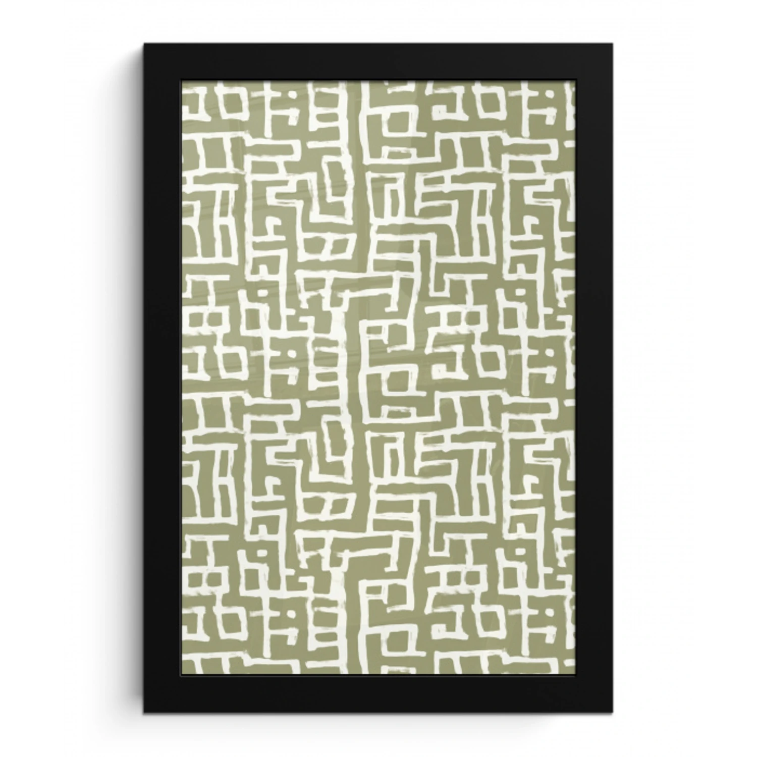 Grafisch - Patroon - Groen fotolijst zwart zonder passe partout klein 224 -3d