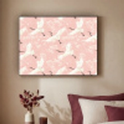 Kraanvogels - Bloesem - Roze Textielframe zwart klein 947 -sfeer1