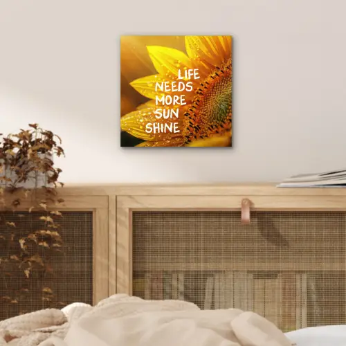 Zonnebloem - Close up - Geel - Quote aluminium wit klein -sfeer3